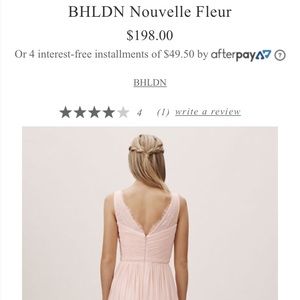 NWOT Anthropology Nouvelle Fleur Bridesmaid Dress
